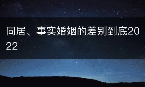 同居、事实婚姻的差别到底2022
