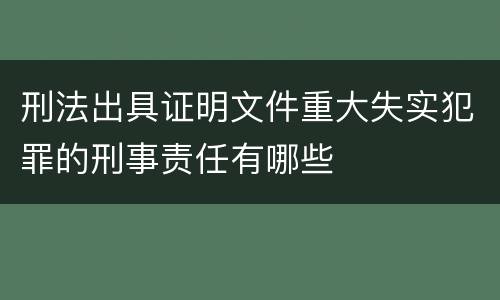 刑法出具证明文件重大失实犯罪的刑事责任有哪些