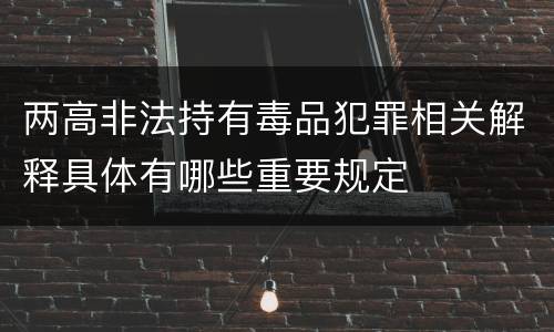 两高非法持有毒品犯罪相关解释具体有哪些重要规定