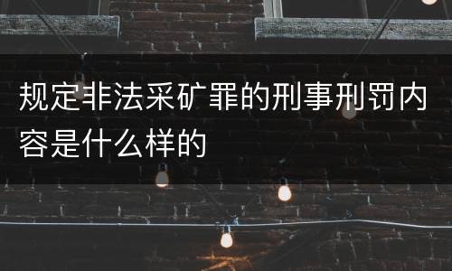 规定非法采矿罪的刑事刑罚内容是什么样的
