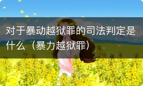 对于暴动越狱罪的司法判定是什么（暴力越狱罪）