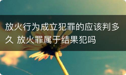 放火行为成立犯罪的应该判多久 放火罪属于结果犯吗