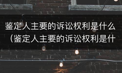 鉴定人主要的诉讼权利是什么（鉴定人主要的诉讼权利是什么）