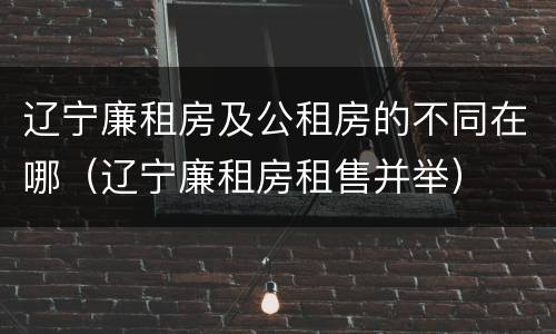 辽宁廉租房及公租房的不同在哪（辽宁廉租房租售并举）