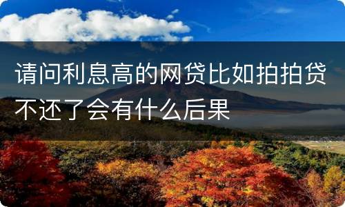 请问利息高的网贷比如拍拍贷不还了会有什么后果