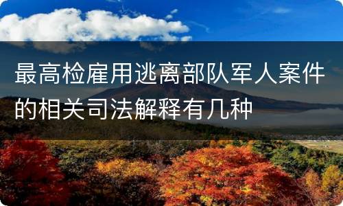最高检雇用逃离部队军人案件的相关司法解释有几种