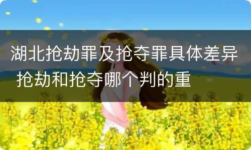 湖北抢劫罪及抢夺罪具体差异 抢劫和抢夺哪个判的重
