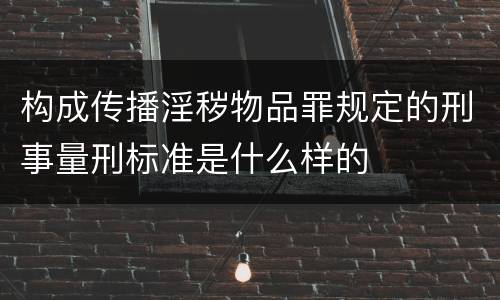 构成传播淫秽物品罪规定的刑事量刑标准是什么样的
