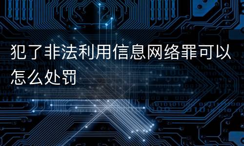 犯了非法利用信息网络罪可以怎么处罚