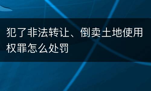 犯了非法转让、倒卖土地使用权罪怎么处罚