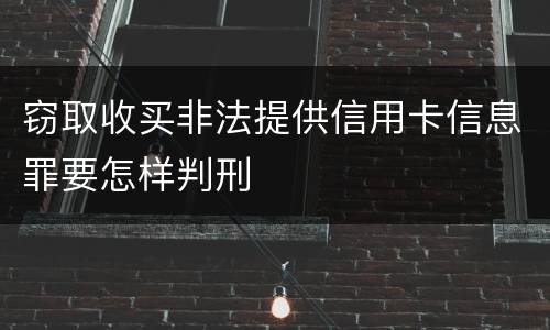 窃取收买非法提供信用卡信息罪要怎样判刑