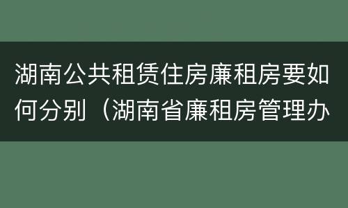 湖南公共租赁住房廉租房要如何分别（湖南省廉租房管理办法）