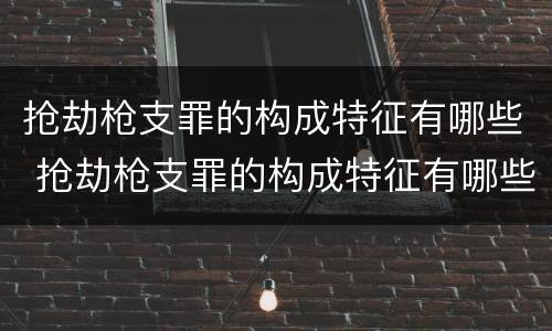抢劫枪支罪的构成特征有哪些 抢劫枪支罪的构成特征有哪些要件