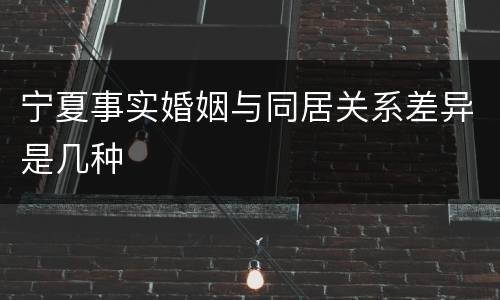 宁夏事实婚姻与同居关系差异是几种