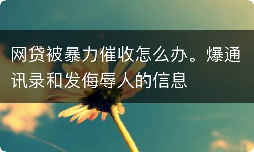 网贷被暴力催收怎么办。爆通讯录和发侮辱人的信息