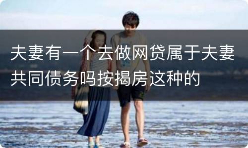 夫妻有一个去做网贷属于夫妻共同债务吗按揭房这种的