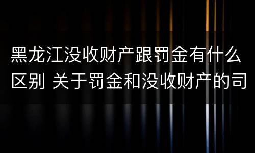 黑龙江没收财产跟罚金有什么区别 关于罚金和没收财产的司法解释