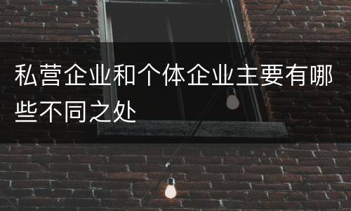 私营企业和个体企业主要有哪些不同之处