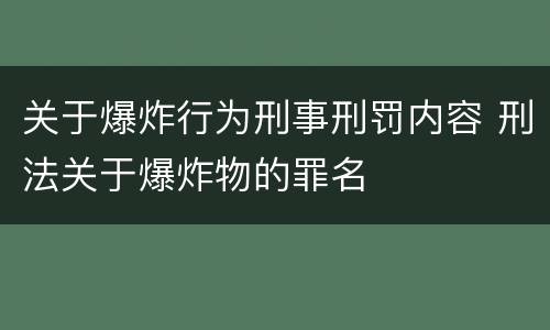 关于爆炸行为刑事刑罚内容 刑法关于爆炸物的罪名