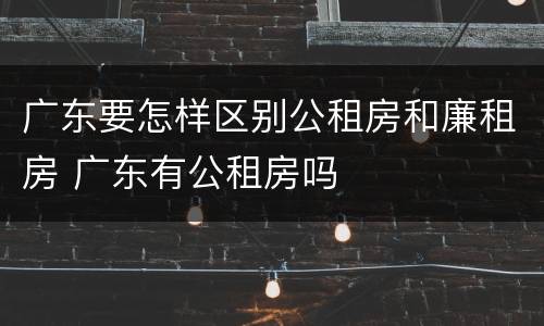 广东要怎样区别公租房和廉租房 广东有公租房吗