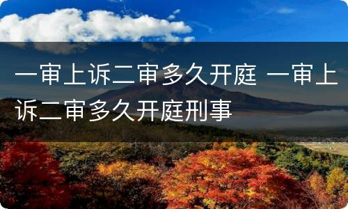 一审上诉二审多久开庭 一审上诉二审多久开庭刑事