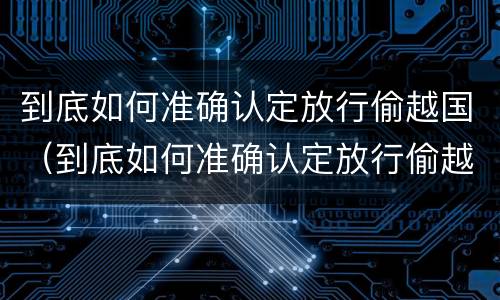 到底如何准确认定放行偷越国（到底如何准确认定放行偷越国货品）