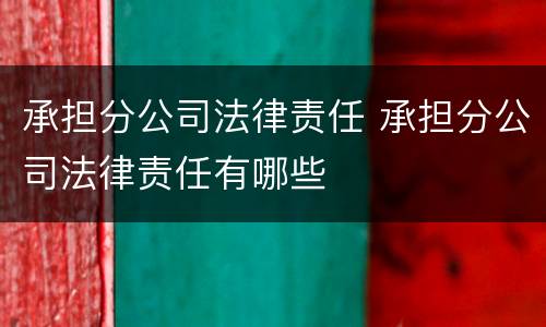 承担分公司法律责任 承担分公司法律责任有哪些