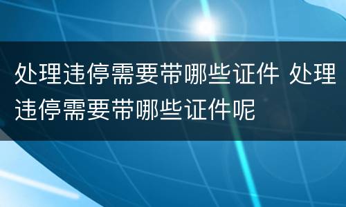 处理违停需要带哪些证件 处理违停需要带哪些证件呢
