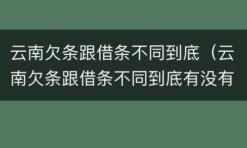 云南欠条跟借条不同到底（云南欠条跟借条不同到底有没有用）