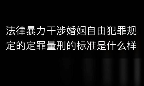 法律暴力干涉婚姻自由犯罪规定的定罪量刑的标准是什么样的