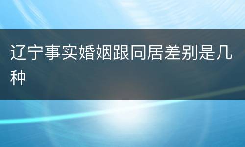 辽宁事实婚姻跟同居差别是几种