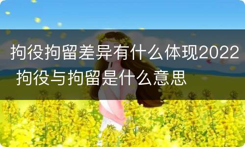 拘役拘留差异有什么体现2022 拘役与拘留是什么意思