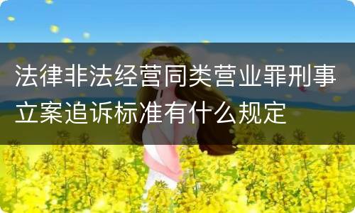 法律非法经营同类营业罪刑事立案追诉标准有什么规定