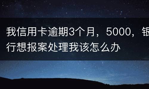 我信用卡逾期3个月，5000，银行想报案处理我该怎么办