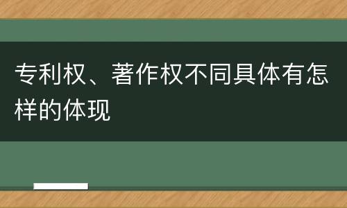 专利权、著作权不同具体有怎样的体现