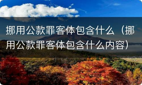 挪用公款罪客体包含什么（挪用公款罪客体包含什么内容）
