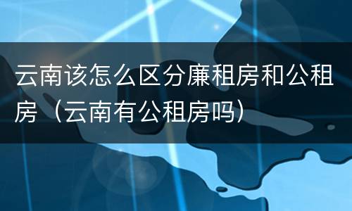 云南该怎么区分廉租房和公租房（云南有公租房吗）