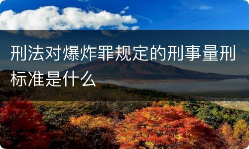 刑法对爆炸罪规定的刑事量刑标准是什么