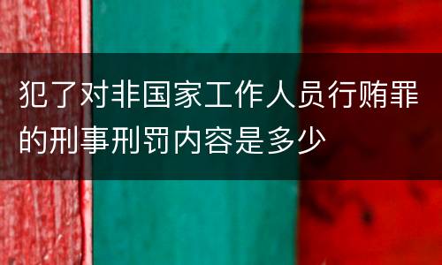 犯了对非国家工作人员行贿罪的刑事刑罚内容是多少