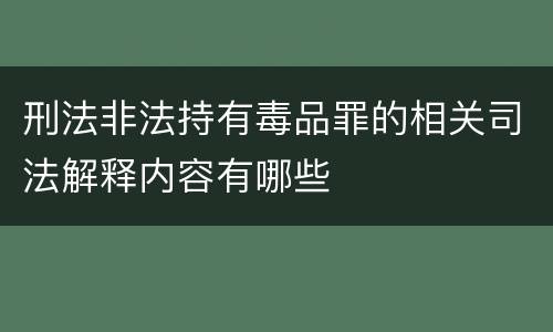 刑法非法持有毒品罪的相关司法解释内容有哪些