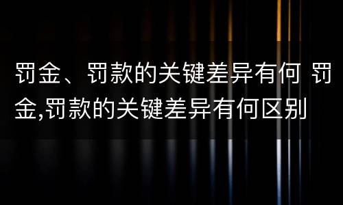 罚金、罚款的关键差异有何 罚金,罚款的关键差异有何区别