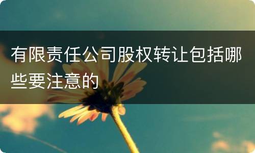 有限责任公司股权转让包括哪些要注意的