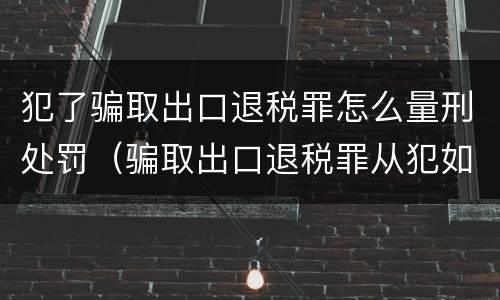犯了骗取出口退税罪怎么量刑处罚（骗取出口退税罪从犯如何量刑）