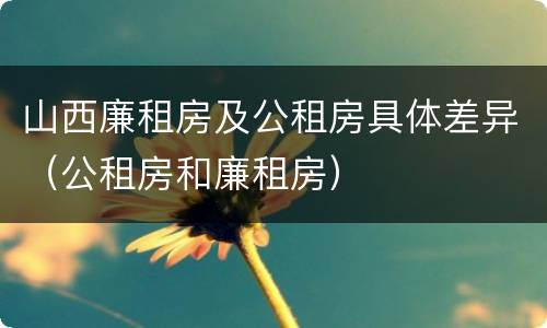 山西廉租房及公租房具体差异（公租房和廉租房）