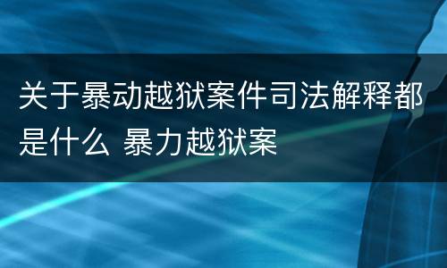 关于暴动越狱案件司法解释都是什么 暴力越狱案