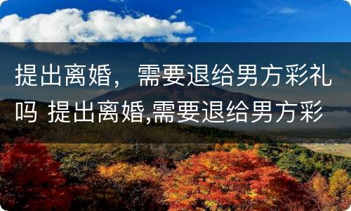 提出离婚，需要退给男方彩礼吗 提出离婚,需要退给男方彩礼吗怎么办