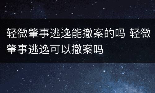 轻微肇事逃逸能撤案的吗 轻微肇事逃逸可以撤案吗