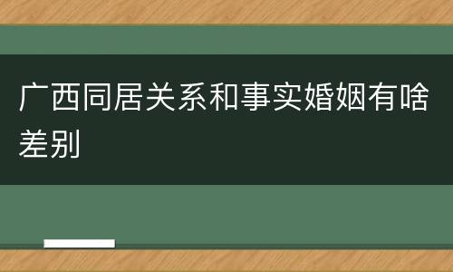 广西同居关系和事实婚姻有啥差别