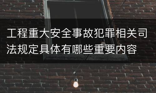 工程重大安全事故犯罪相关司法规定具体有哪些重要内容
