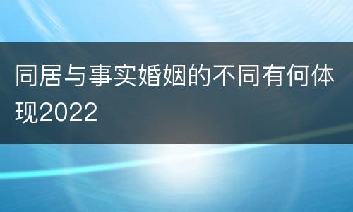 同居与事实婚姻的不同有何体现2022